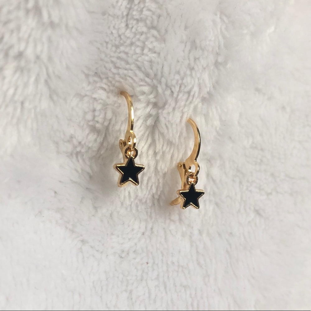 Black Star Huggie Earrings